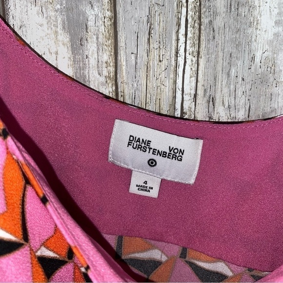 NWT Diane Von Furstenberg Pink Modern Geo Shift Dress - Picture 6 of 8